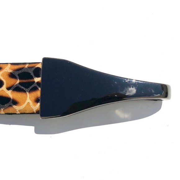 WCM New York leather belt women O/S adjust animal print leopard snake gunmetal - Picture 7 of 16